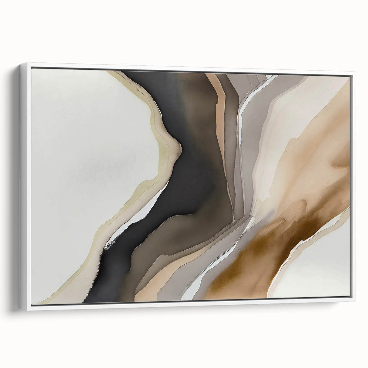 Framed canvas wall art showcasing an abstract design with colorful strokes and lines on a white background, adding a modern touch to home decor.