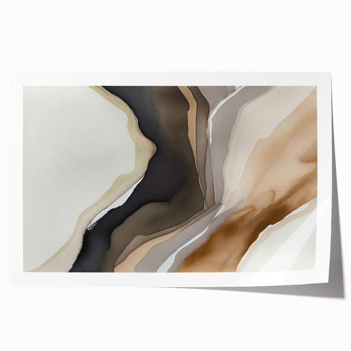 Abstract wall art print featuring colorful strokes and lines in vibrant hues of blue, orange, and yellow, ideal for modern home decor. The artwork is rolled and neatly packaged for easy display.