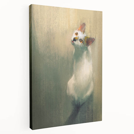 Stretched canvas art showcasing a whimsical cat design from the Wild Life collection, featuring vibrant colors and playful details, ideal for animal lovers' decor.