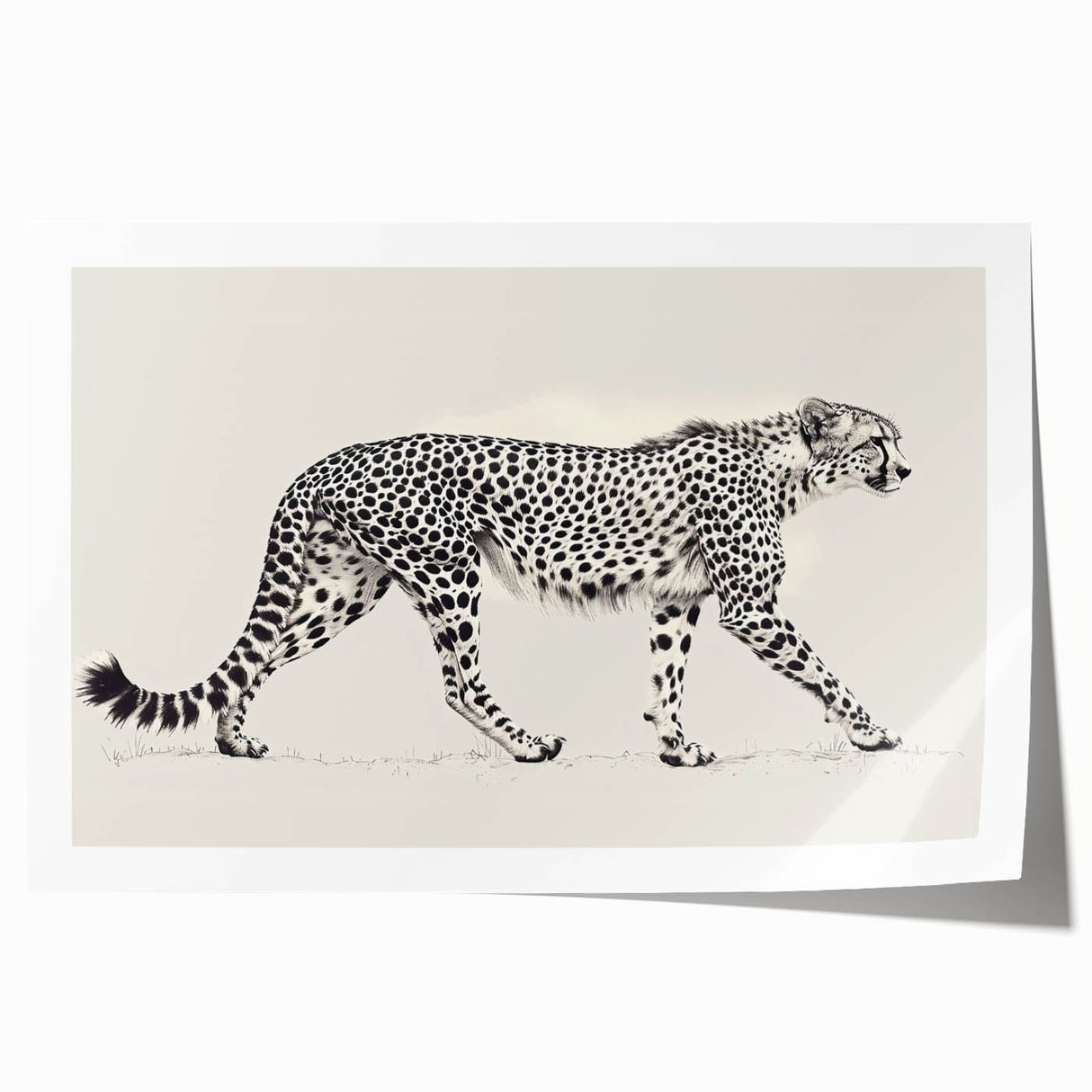 Cheetah wall art print showcasing a vibrant, detailed illustration of a cheetah in its natural habitat, ideal for animal lovers and home decor enthusiasts.