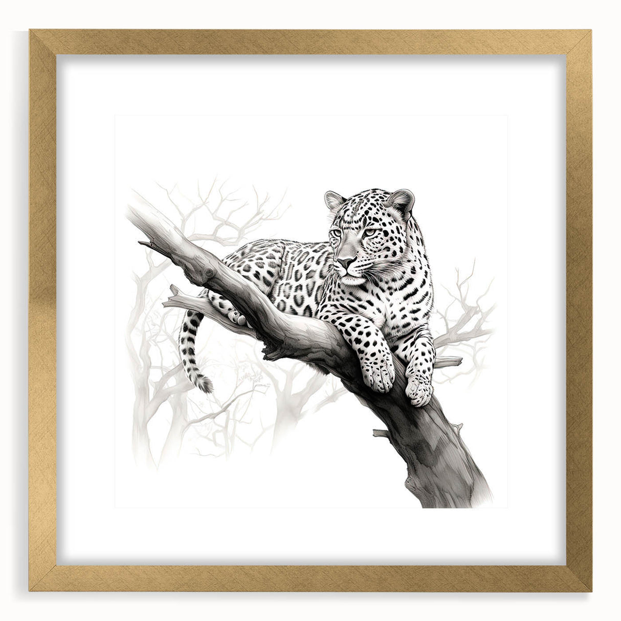 Elegant gold-framed wall art featuring a striking cheetah design, showcasing vibrant colors and intricate details that celebrate wildlife, perfect for home decor.