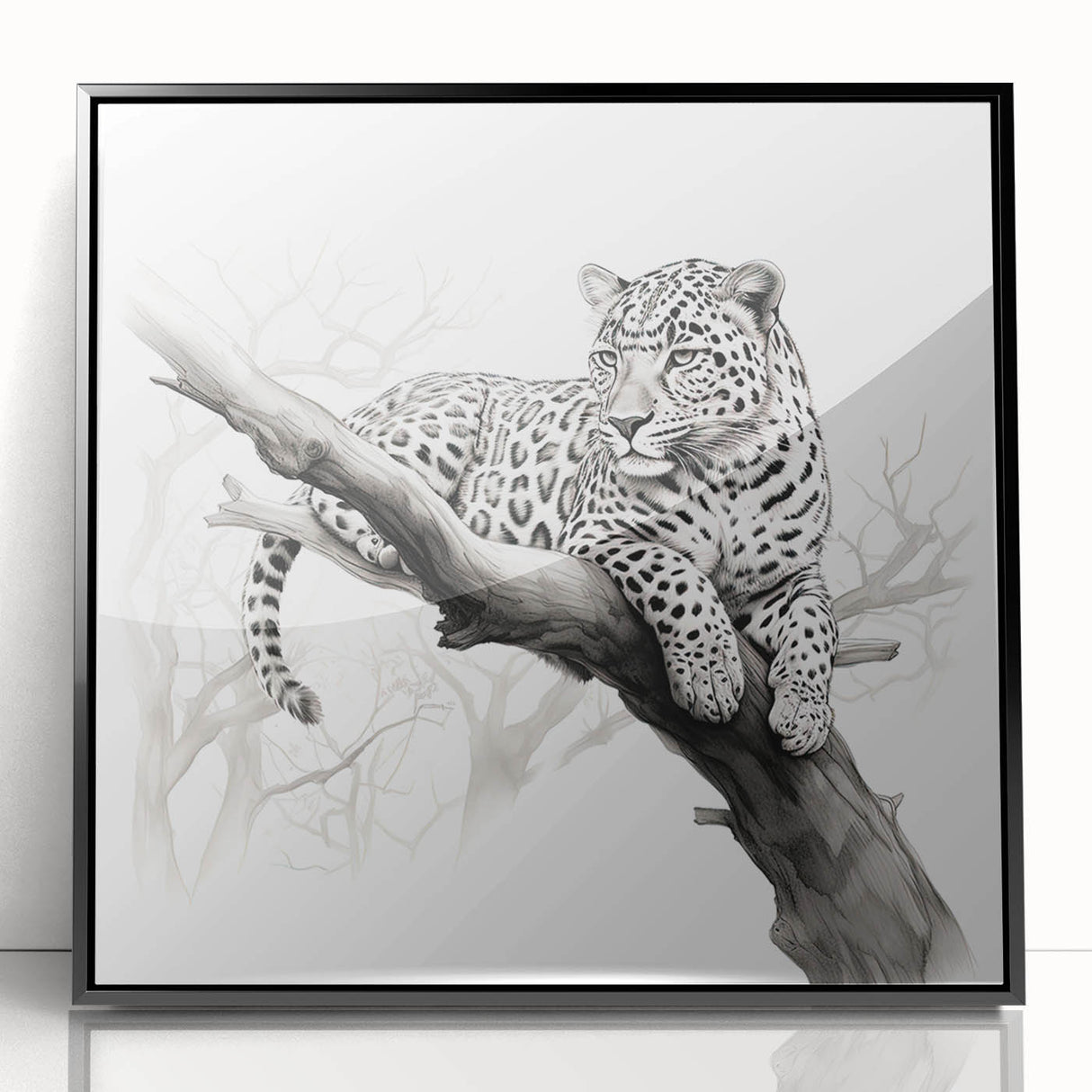 Framed acrylic wall art showcasing a striking cheetah design in a wild animal theme, featuring a sleek black frame that enhances the vibrant colors and details. Ideal for wildlife enthusiasts and modern decor.