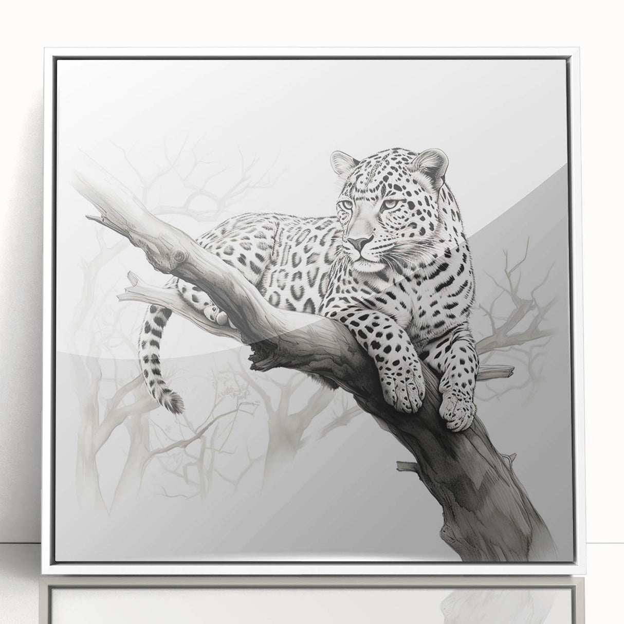 Framed acrylic wall art featuring a striking cheetah design, showcasing vibrant colors and intricate details, perfect for enhancing modern decor in animal lovers' spaces.