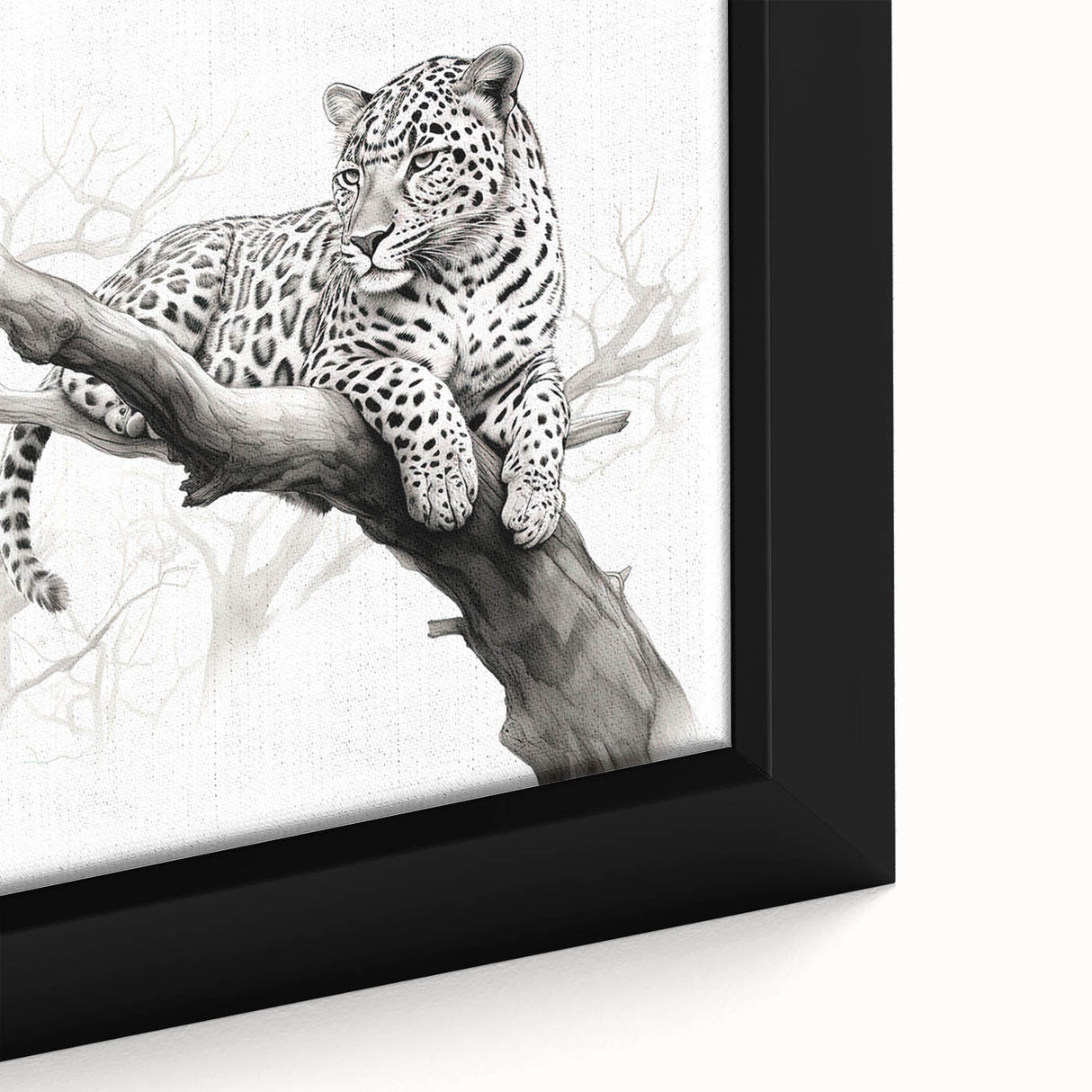Close-up of a vibrant cheetah wall art design, showcasing detailed fur patterns and striking eyes on a framed canvas, perfect for wildlife enthusiasts.