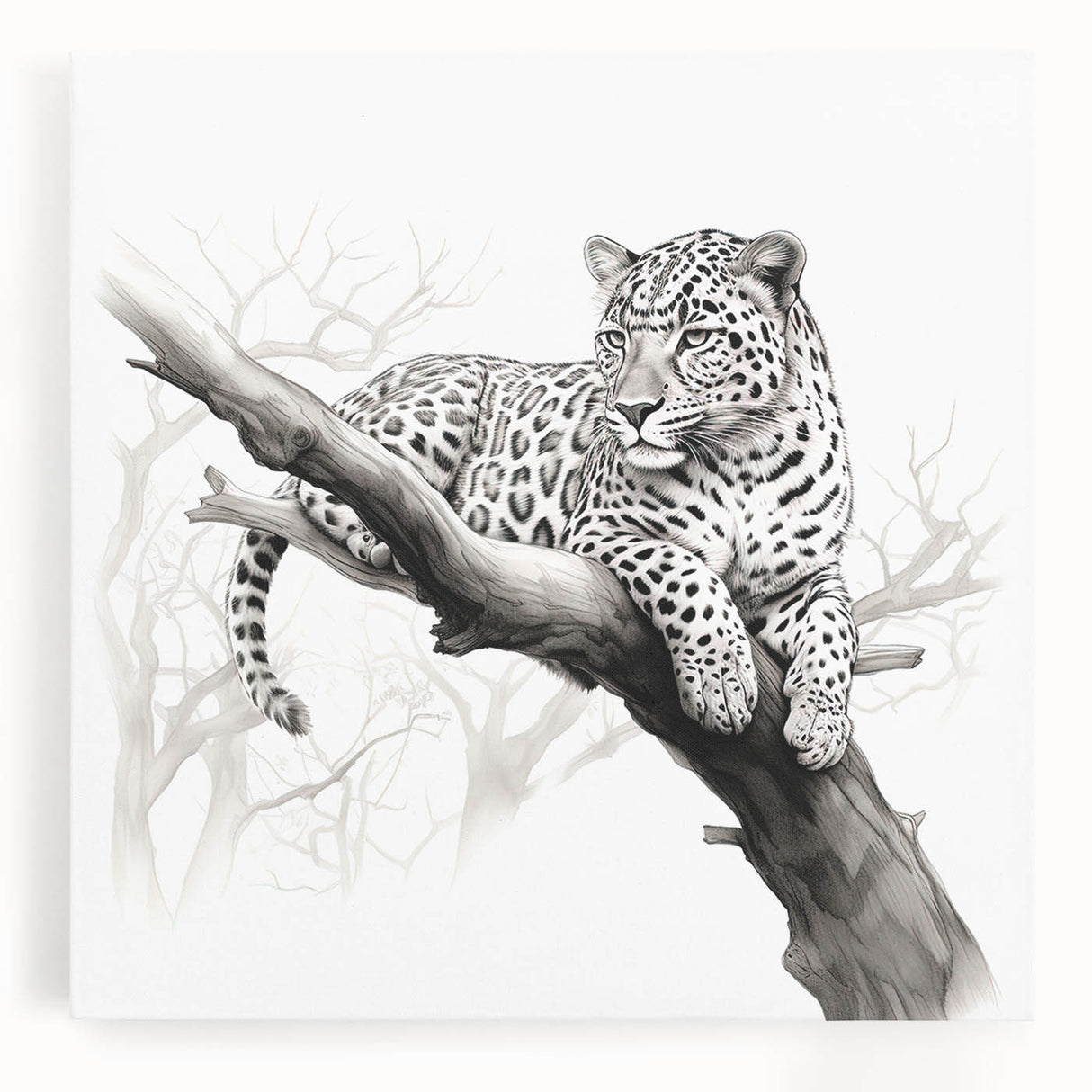 Stretched canvas wall art featuring a striking front view of a cheetah in a vibrant, natural setting, perfect for animal lovers and home decor enthusiasts.