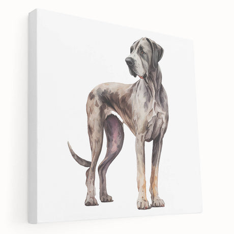 Stretched canvas wall art showcasing a vibrant design of various dog breeds in a playful setting, perfect for animal lovers seeking unique home decor.