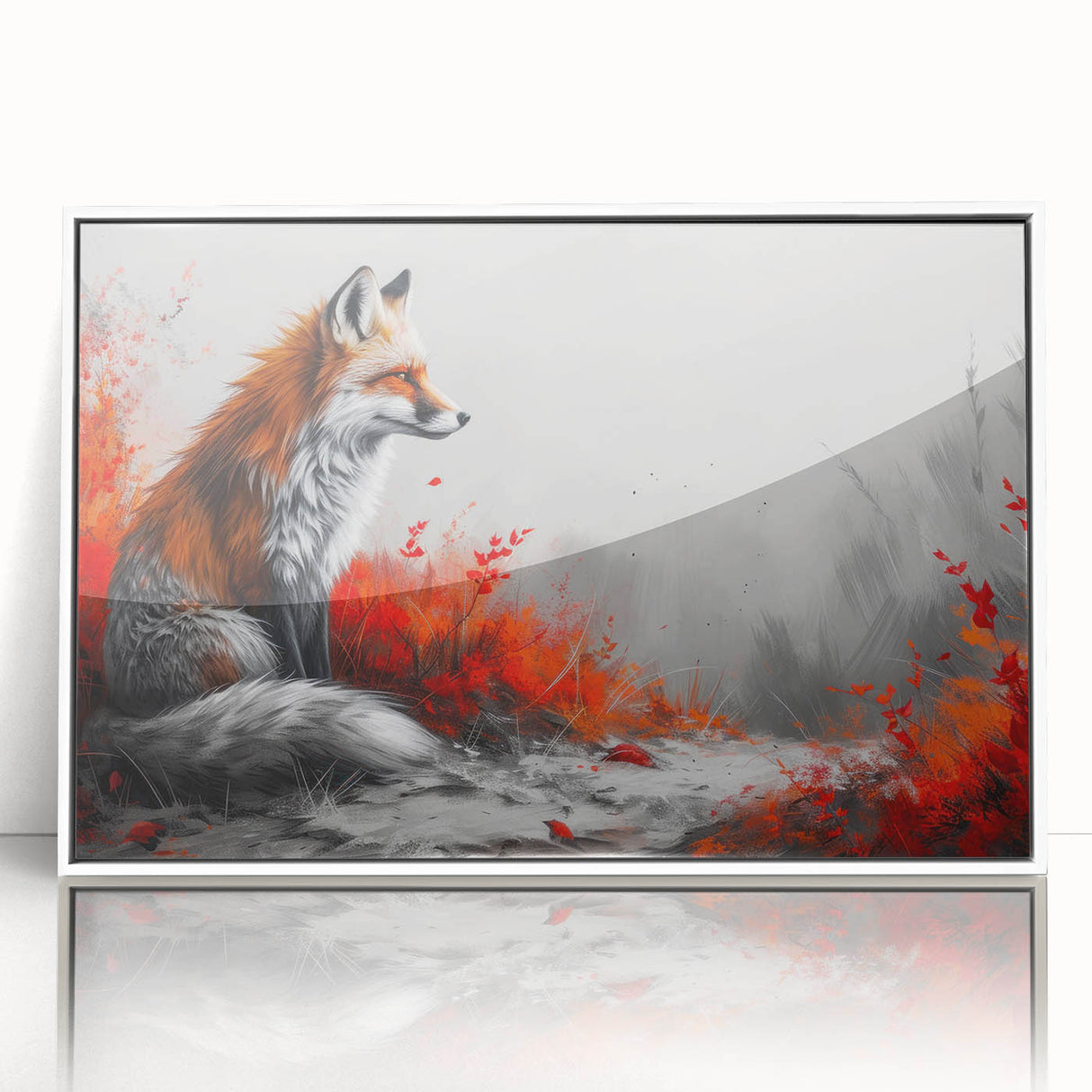 Framed acrylic wall art featuring a realistic fox design, showcasing vibrant colors and intricate details, perfect for enhancing home decor with a touch of wildlife charm.