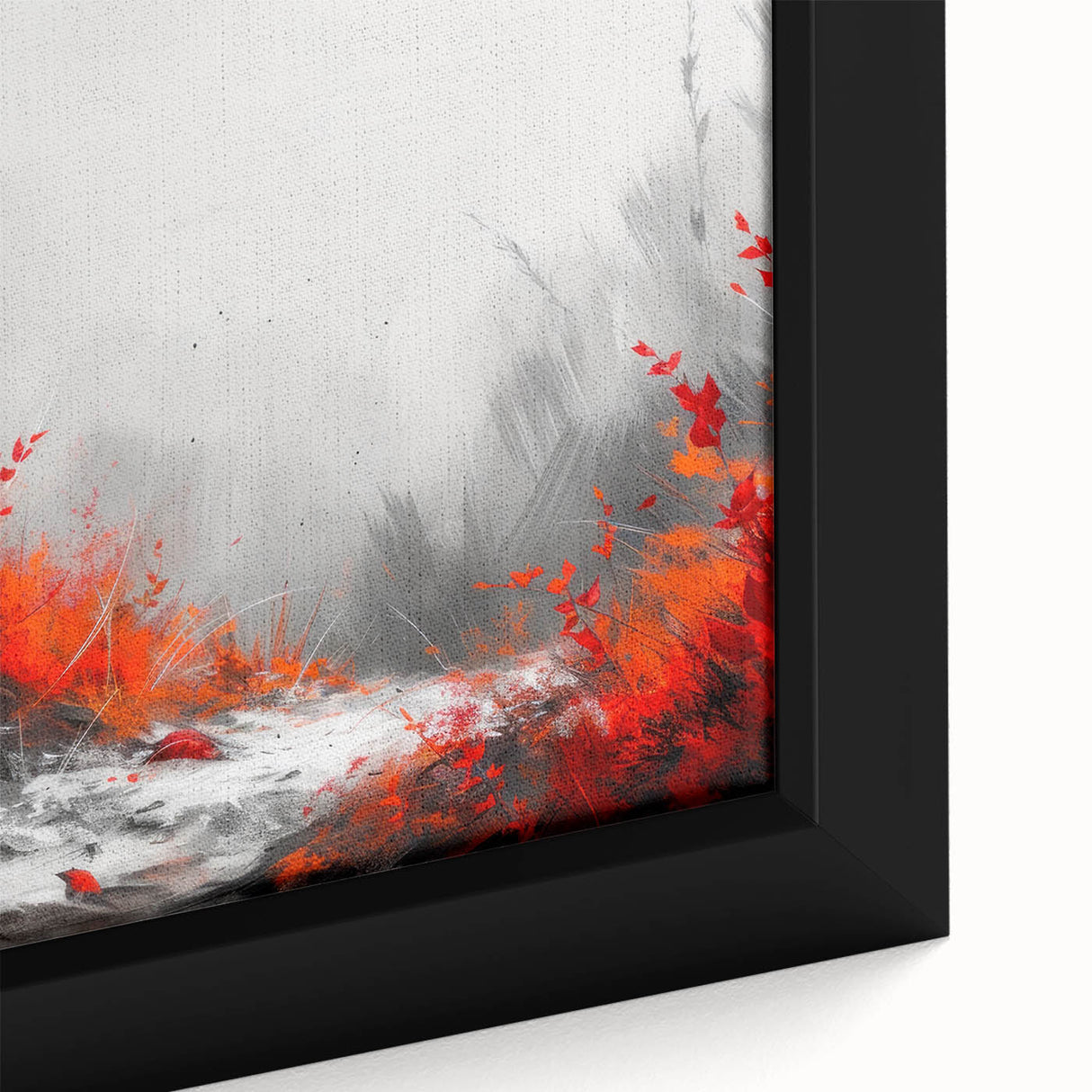 Close-up of a framed canvas wall art featuring a vibrant fox design from the "Animals - A Wild Life" collection, showcasing intricate details and rich colors, ideal for nature lovers' home decor.