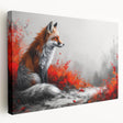 Stretched canvas wall art showcasing a vibrant fox design in a natural setting, perfect for animal lovers and home decor enthusiasts, enhancing any space with its artistic flair.