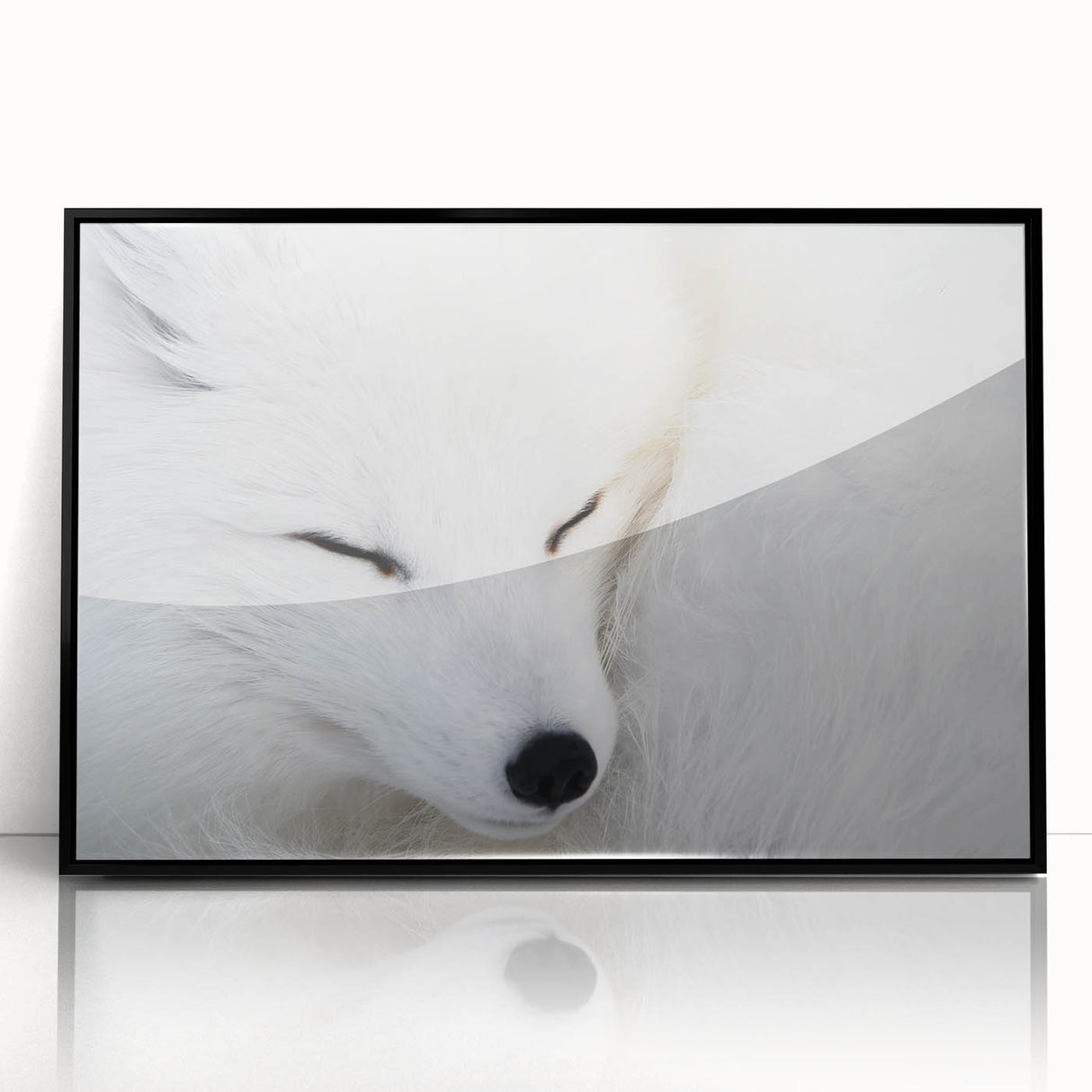Framed wall art featuring a striking fox design in vibrant colors, showcased in a sleek black frame, perfect for animal lovers and modern decor.