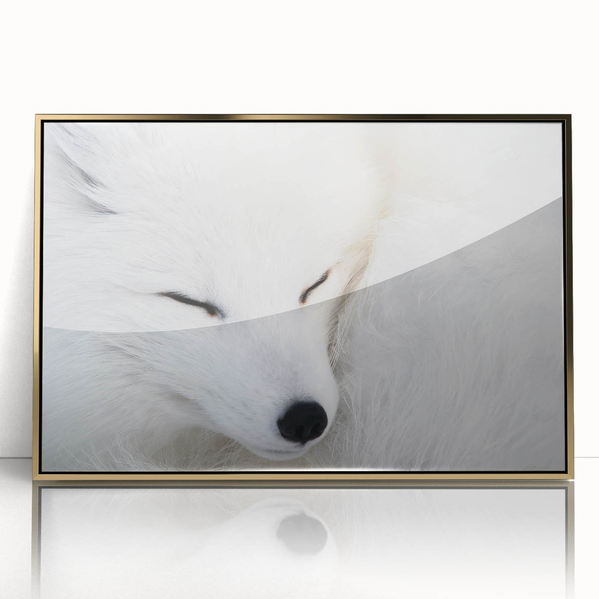 Framed wall art featuring a striking gold-accented fox design, showcasing vibrant colors and intricate details, perfect for enhancing modern home decor.
