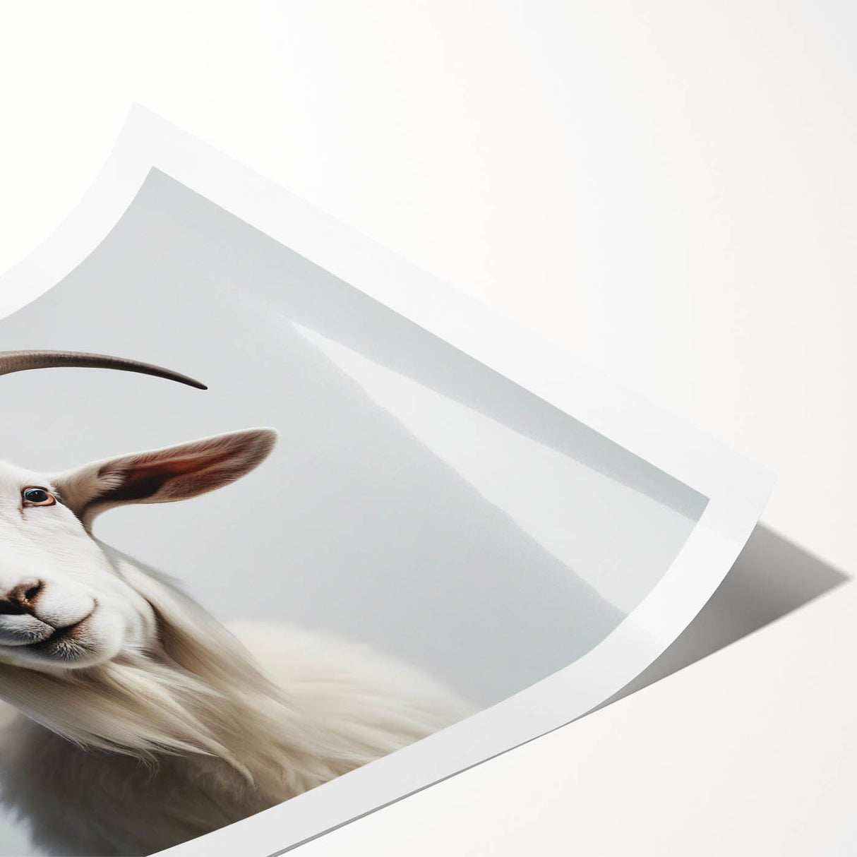 Whimsical goat-themed wall art print featuring vibrant colors and intricate designs, rolled for easy display and transport, perfect for animal lovers and home decor.