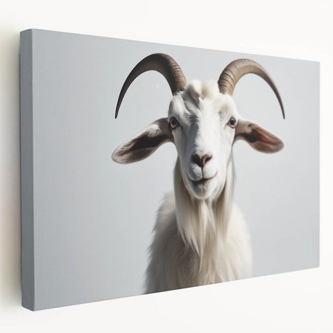 Stretched canvas wall art featuring a side view of a goat design, showcasing detailed textures and vibrant colors, perfect for animal-themed decor.