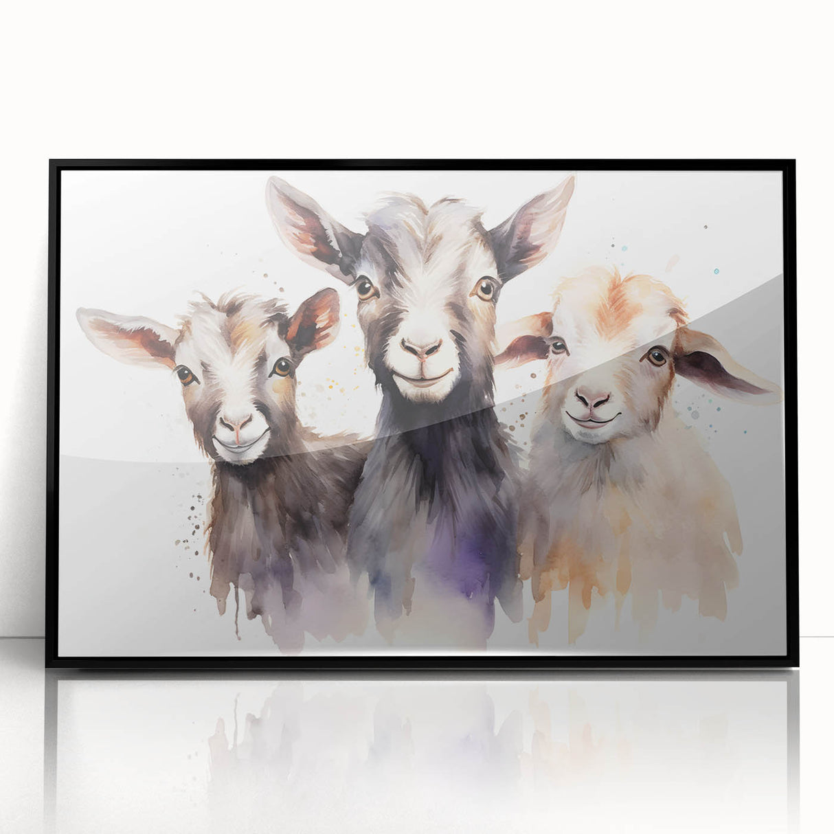 Framed wall art showcasing a striking goat design in black acrylic, perfect for animal lovers and modern decor enthusiasts. Ideal for home or office enhancement.