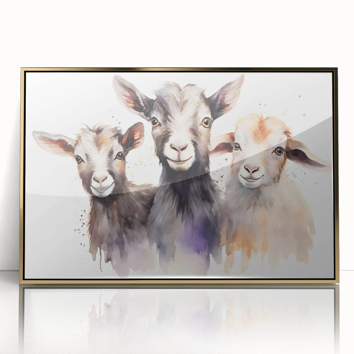 Framed wall art featuring a striking gold-accented goat design from the "Animals: A Wild Life" collection, ideal for enhancing modern decor with nature-inspired elegance.