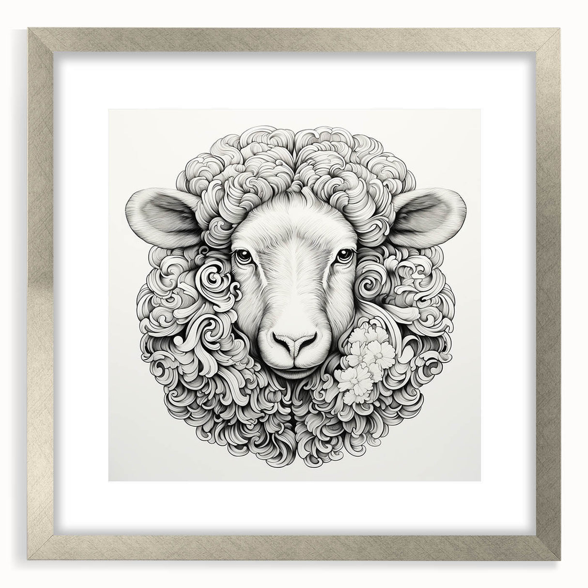 Framed wall art collection featuring a silver mat and a striking goat design, perfect for animal lovers and modern decor enthusiasts. This elegant piece adds a touch of nature-inspired charm to any room, enhancing your interior style.