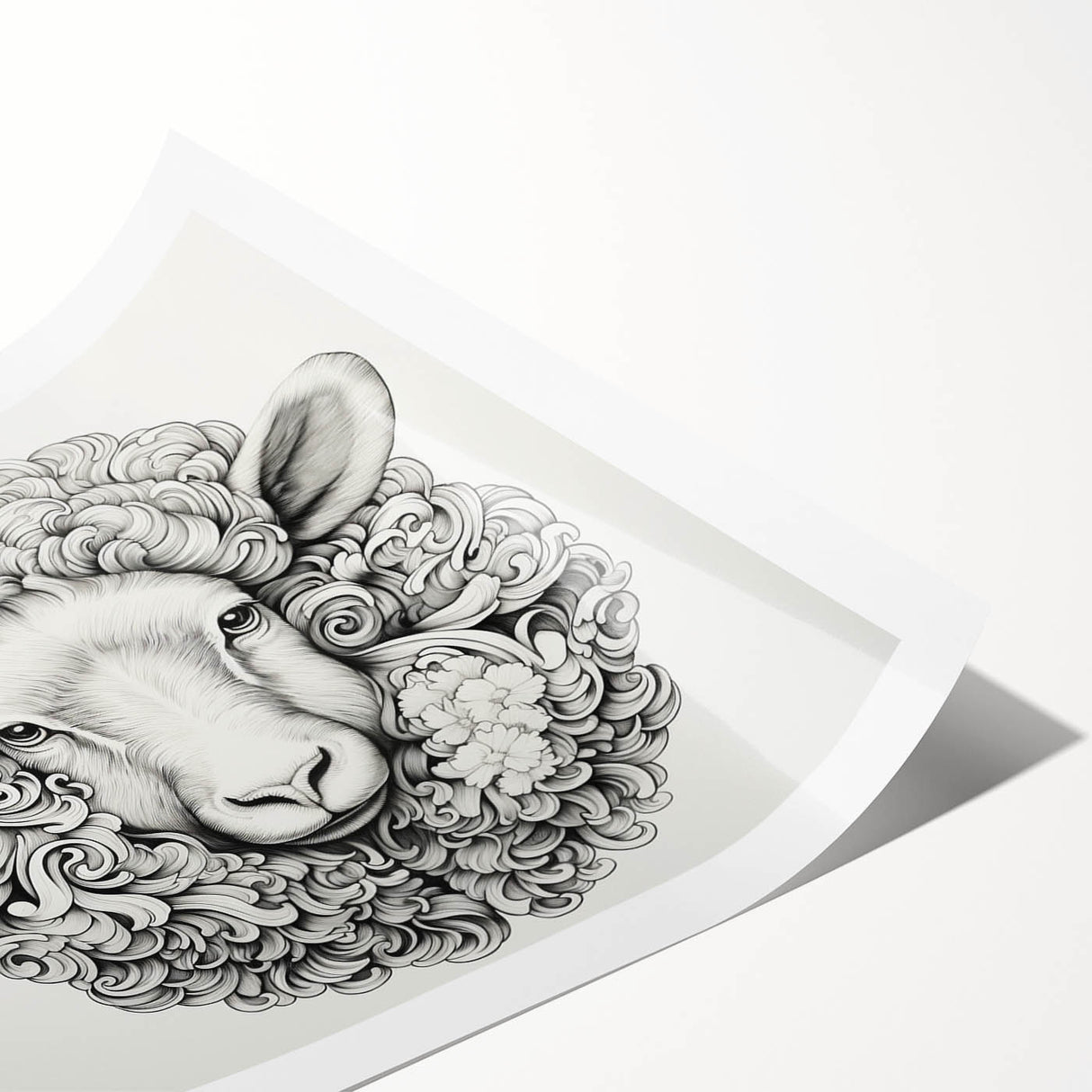 Rolled print showcasing a vibrant goat design from the Animals A Wild Life collection, featuring intricate details and rich colors, perfect for enhancing home decor.