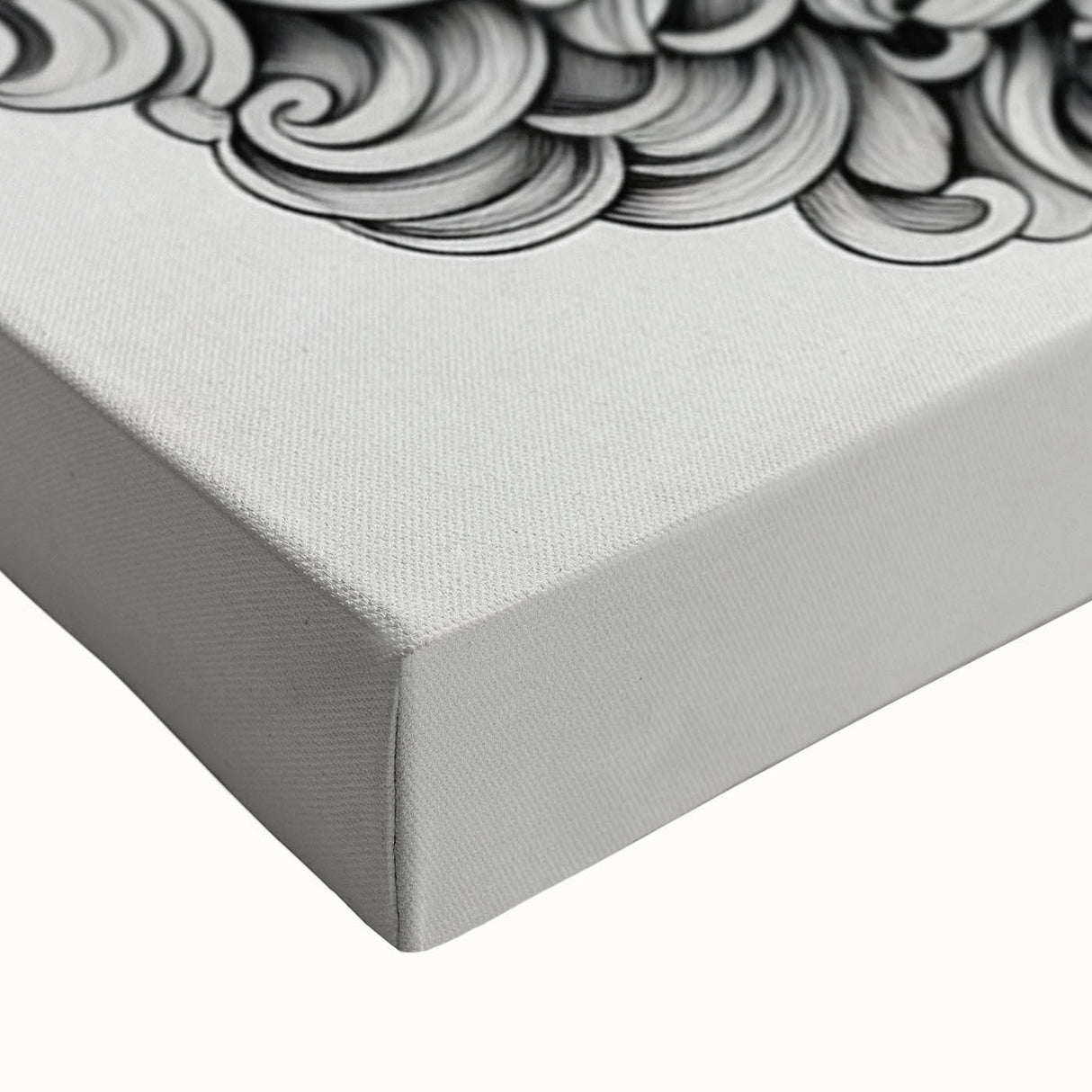 Close-up view of a stretched canvas featuring a vibrant goat design, showcasing intricate details and textures, ideal for animal-themed wall decor.