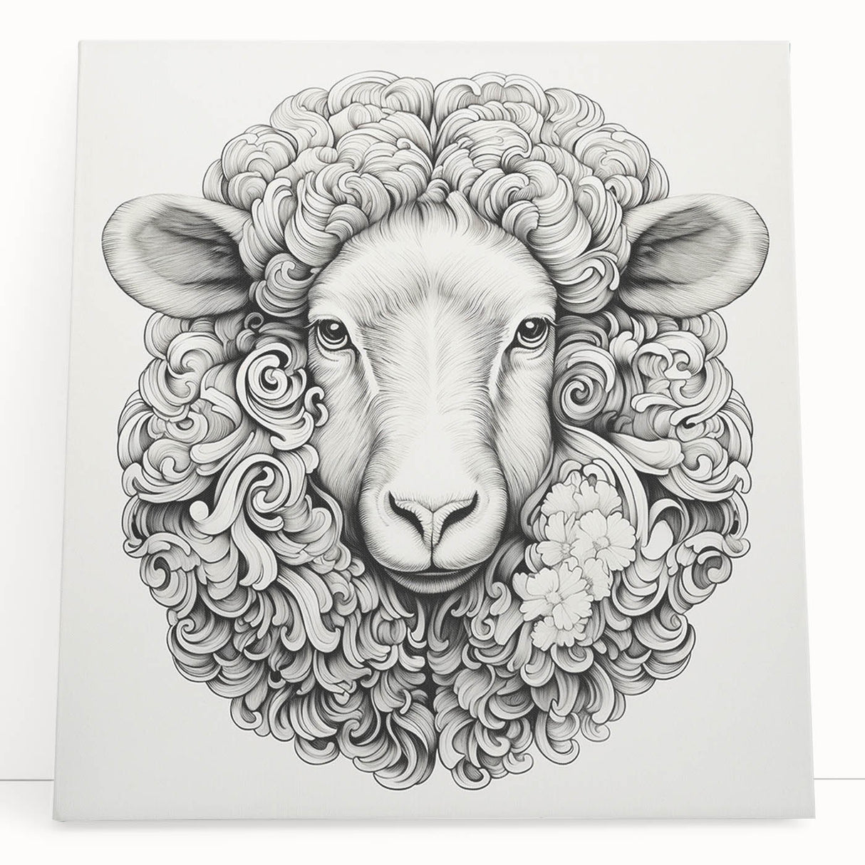 Stretched canvas wall art featuring a vibrant goat design in a wild animal theme, showcasing rich colors and intricate details, perfect for nature-inspired decor.