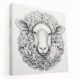 Side view of a stretched canvas wall art featuring a detailed depiction of a goat in a wild landscape, showcasing vibrant colors and intricate textures, perfect for animal lovers and home decor enthusiasts.