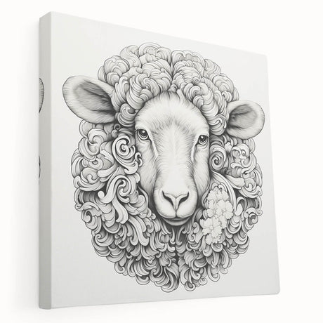 Side view of a stretched canvas wall art featuring a detailed depiction of a goat in a wild landscape, showcasing vibrant colors and intricate textures, perfect for animal lovers and home decor enthusiasts.