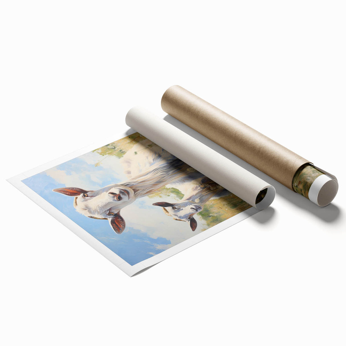 Colorful goat-themed wall art print showcasing a vibrant, artistic design of wild goats in a natural setting, perfect for animal lovers and home decor enthusiasts.