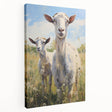 Stretched canvas wall art featuring a vibrant goat design from the "Animals: A Wild Life" collection, showcasing detailed textures and bold colors, ideal for animal lovers and home decor enthusiasts.