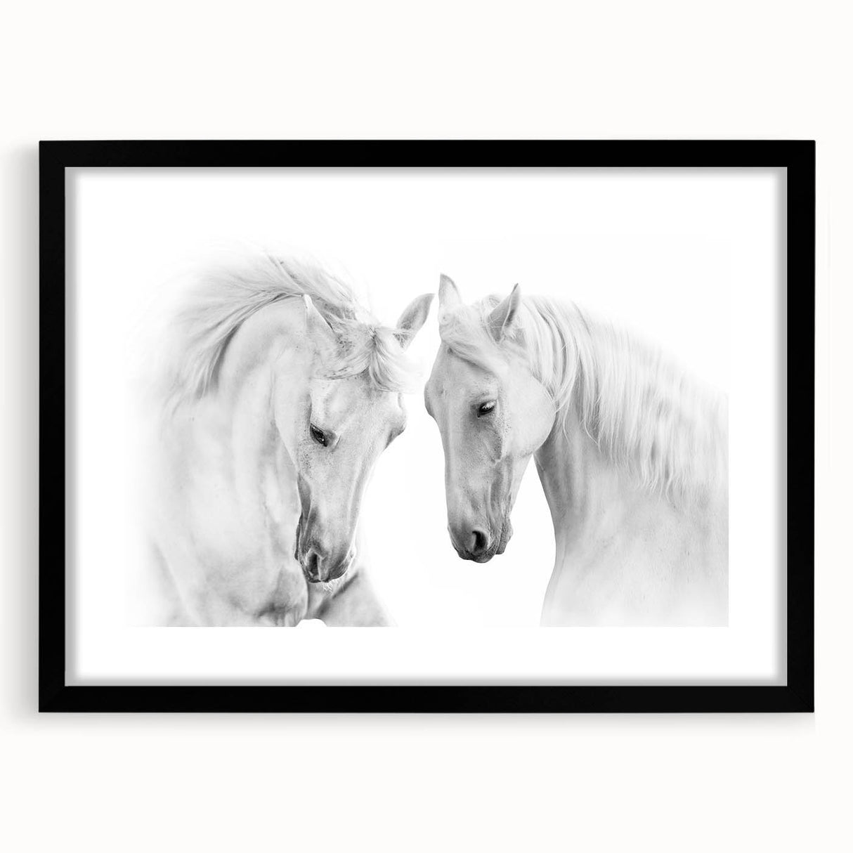 Framed wall art featuring a stunning horse design from the "A Wild Life" collection, set in a sleek black frame with a mat, ideal for animal lovers and modern decor.