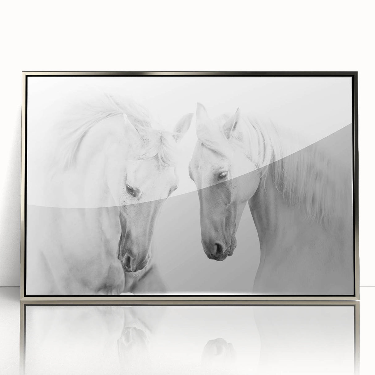 Framed acrylic wall art featuring a striking horse design in a silver frame, showcasing detailed textures and vibrant colors, perfect for animal lovers' decor.