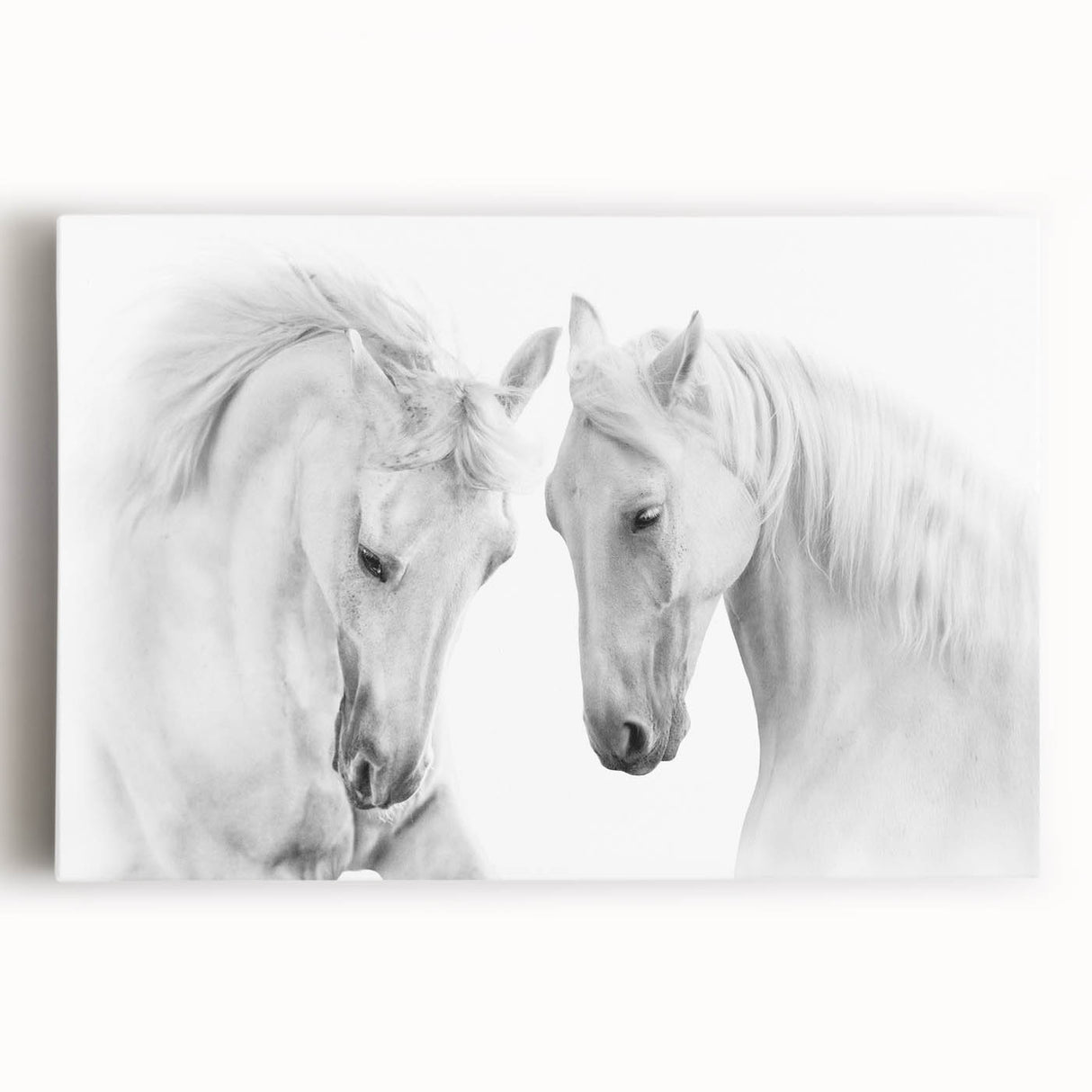 Stretched canvas wall art showcasing a stunning close-up of a wild horse design, featuring rich colors and intricate details, perfect for animal lovers' decor.