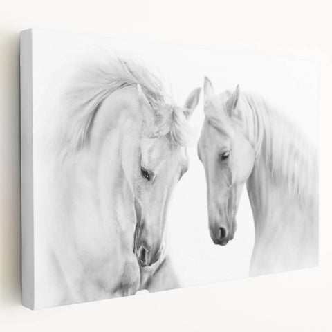 Stretched canvas wall art depicting a majestic wild horse in a natural setting, showcasing vibrant colors and intricate details, perfect for equine enthusiasts.