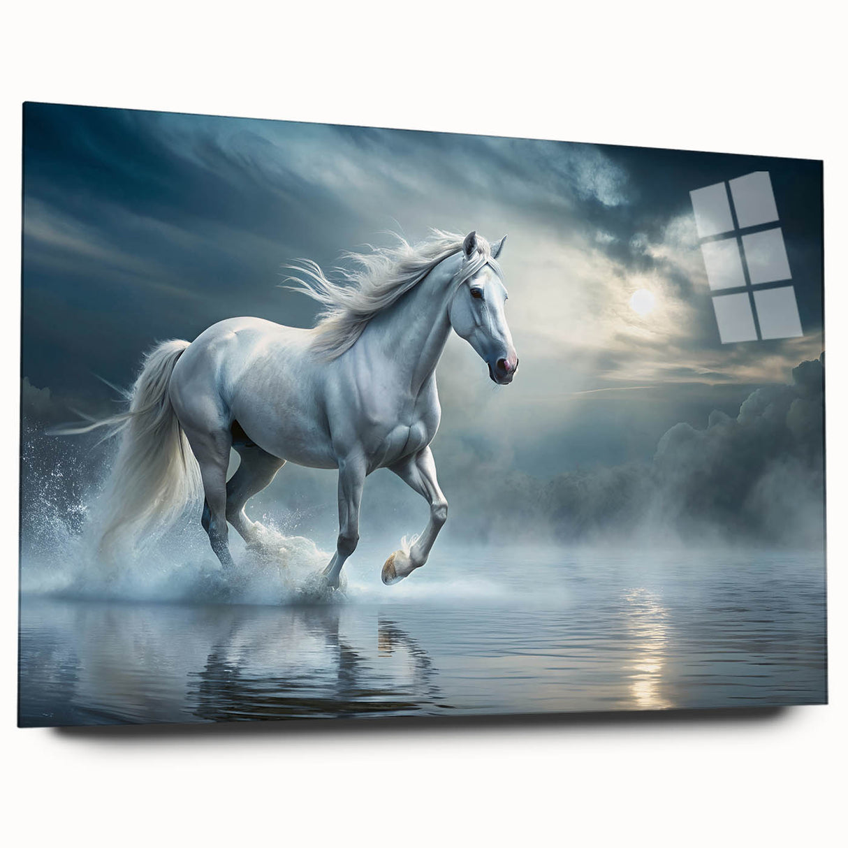 Elegant acrylic wall art featuring a side view of a majestic horse design, showcasing vibrant colors and intricate details, perfect for animal lovers' decor.