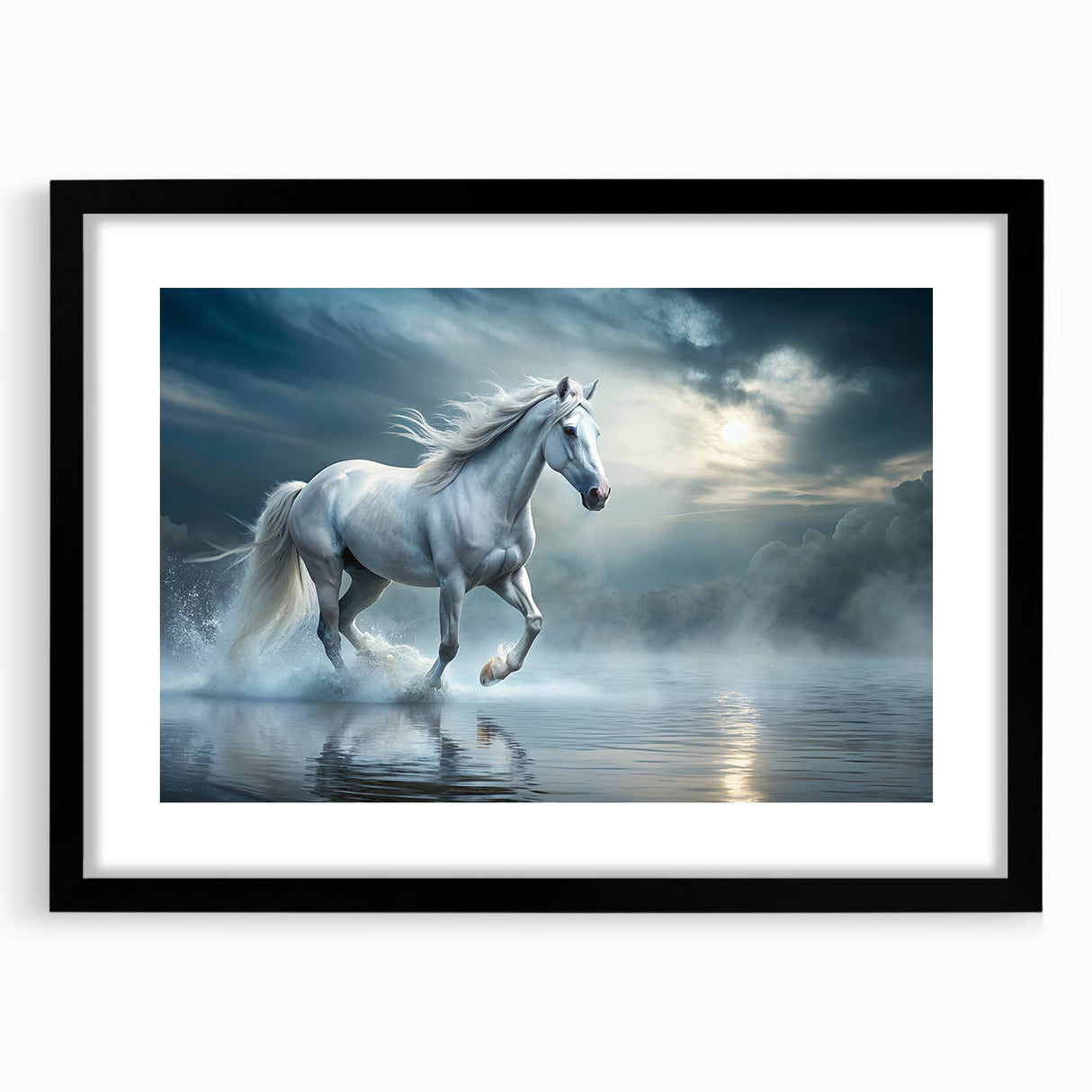 Black-framed wall art featuring a stunning horse design from the "Animals A Wild Life" collection, showcasing intricate details and vibrant colors, perfect for animal lovers and home decor enthusiasts.