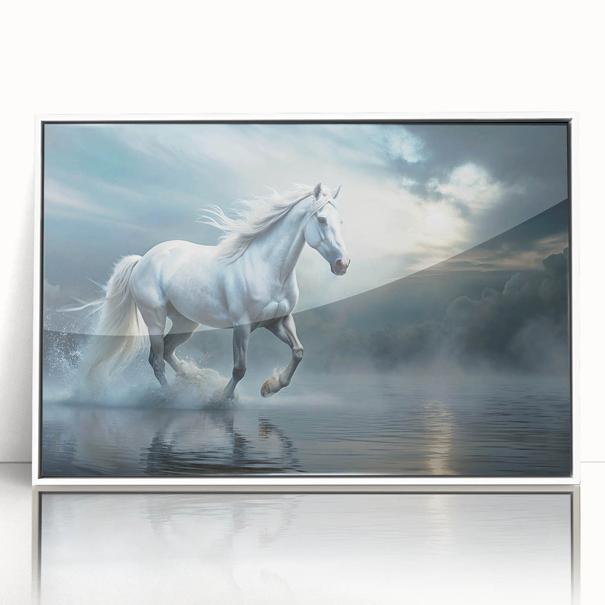 Framed acrylic wall art featuring a stunning horse design, set against a white background, ideal for animal lovers and contemporary home decor. Perfect addition to elevate any space with its vibrant colors and artistic flair.