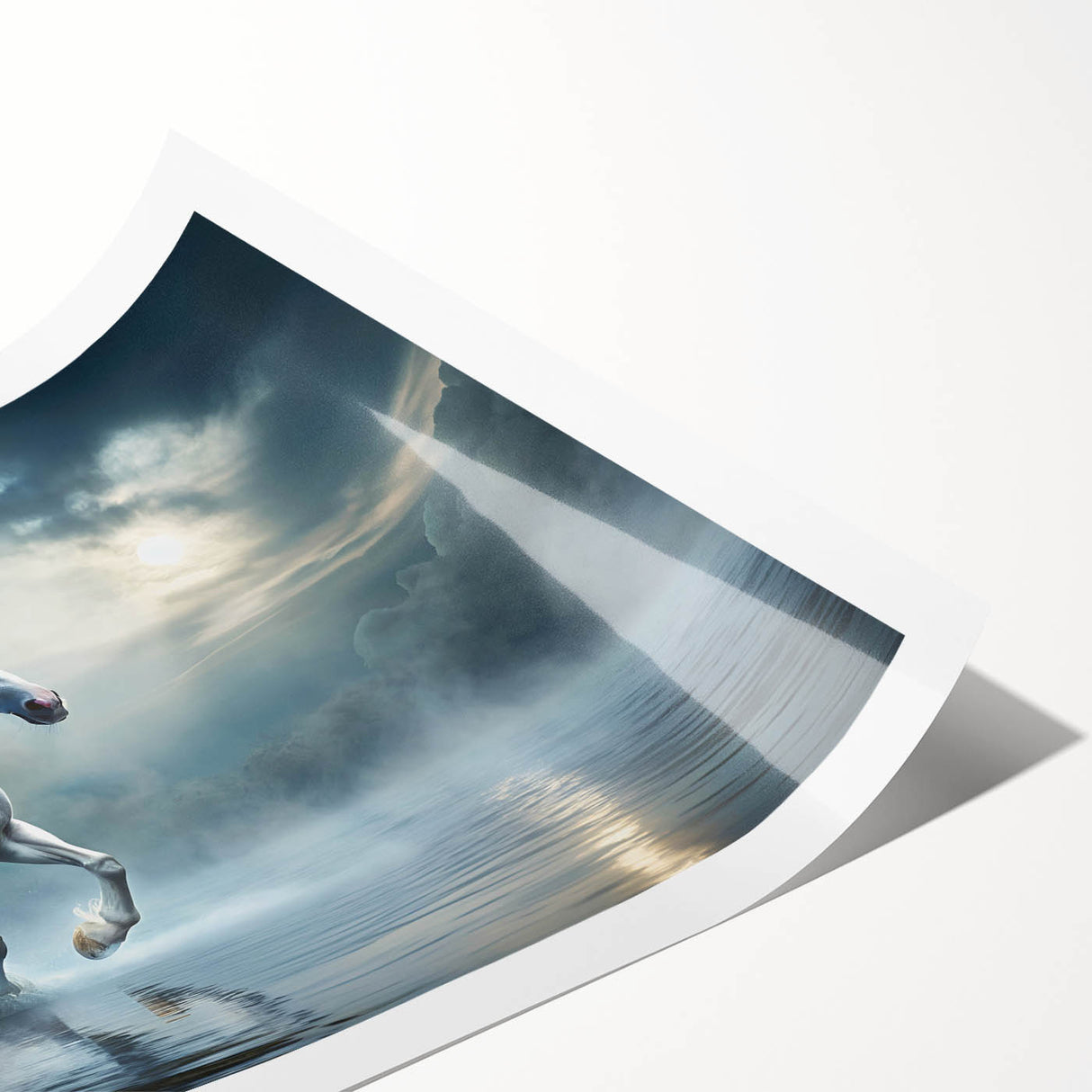 Wildlife-inspired wall art print featuring a majestic horse design, rolled and ready for display, showcasing vibrant colors and intricate details, perfect for animal lovers.