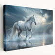 Stretched canvas wall art featuring a stunning side view of a majestic horse, showcasing intricate details in its flowing mane and natural colors, ideal for animal lovers.