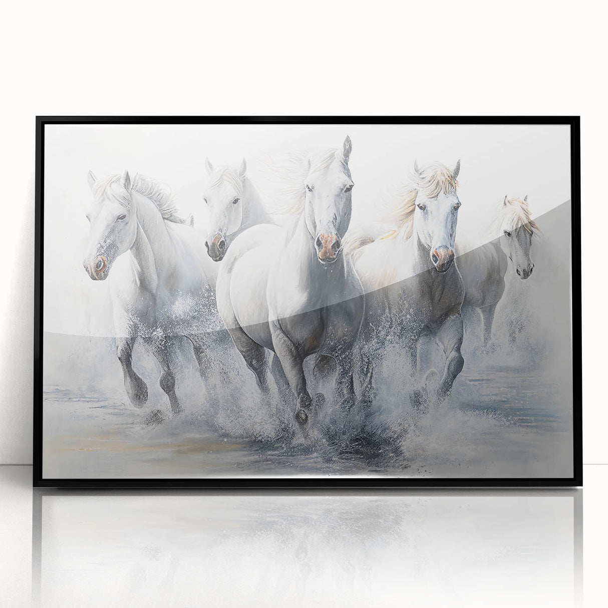 Framed wall art featuring a striking horse design in black acrylic, showcasing intricate details and a modern aesthetic, perfect for animal lovers and home decor enthusiasts.