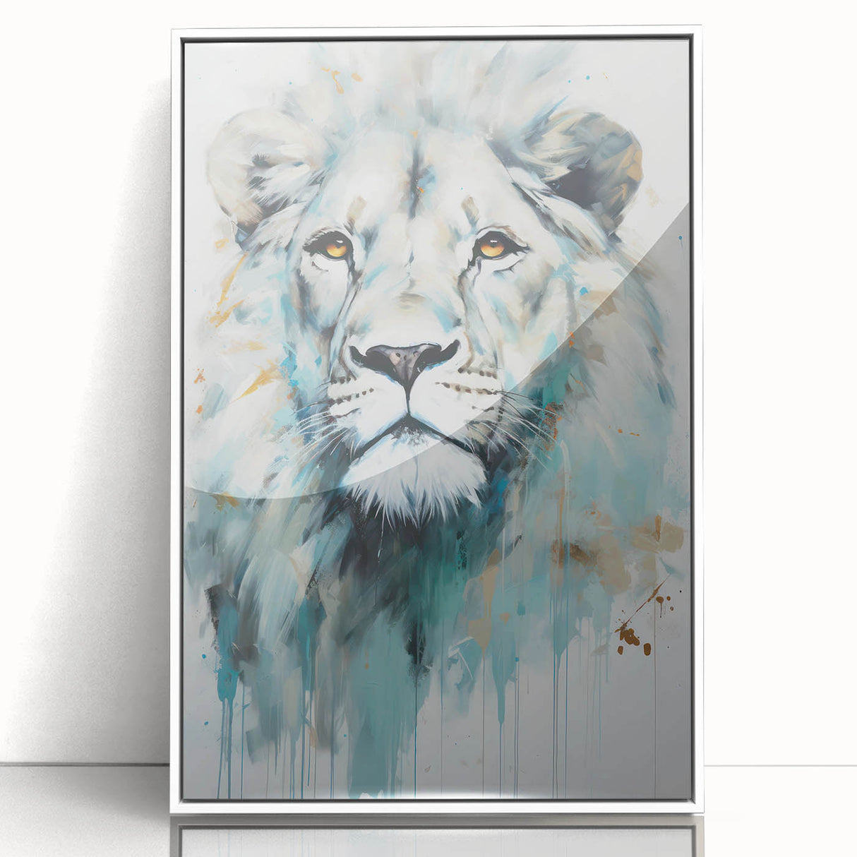 Framed wall art featuring a striking lion design, showcasing vibrant colors and intricate details, perfect for adding a wild touch to home decor.