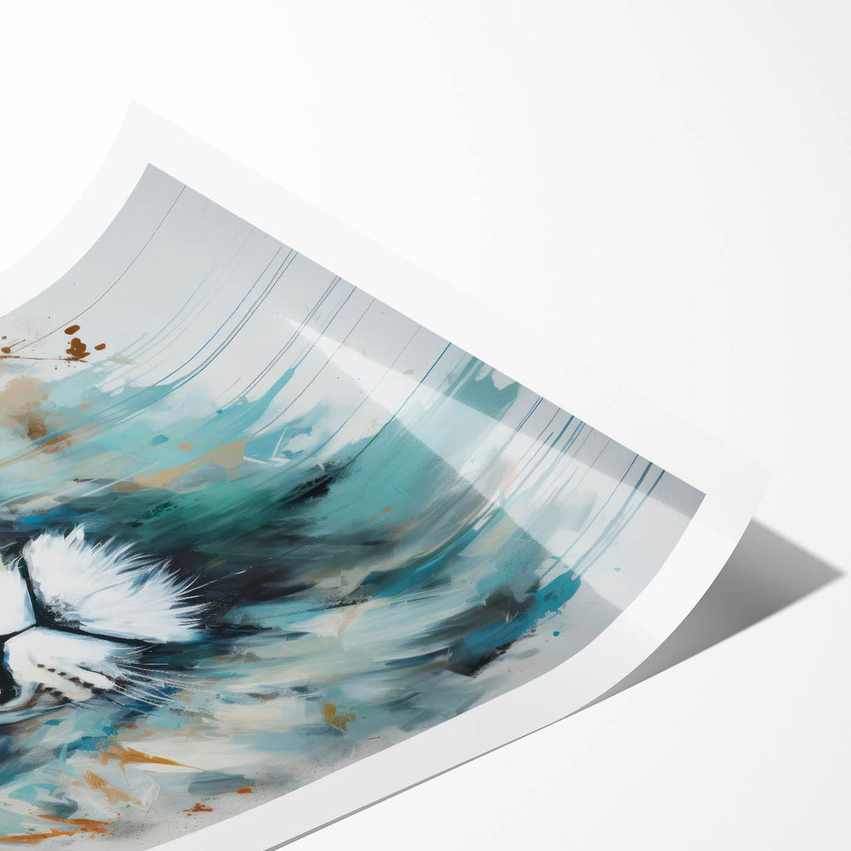 Vibrant lion design wall art print showcasing intricate details and bold colors, rolled and ready for display in a modern home decor setting.