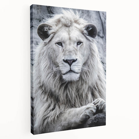 Stretched canvas wall art featuring a majestic lion design, showcasing rich golden tones and intricate details, perfect for enhancing any wildlife-themed decor.
