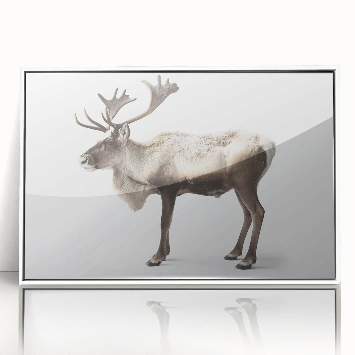 Framed wall art collection showcasing a striking moose and elk design in vibrant colors, set against a sleek white backdrop, perfect for nature-themed decor.