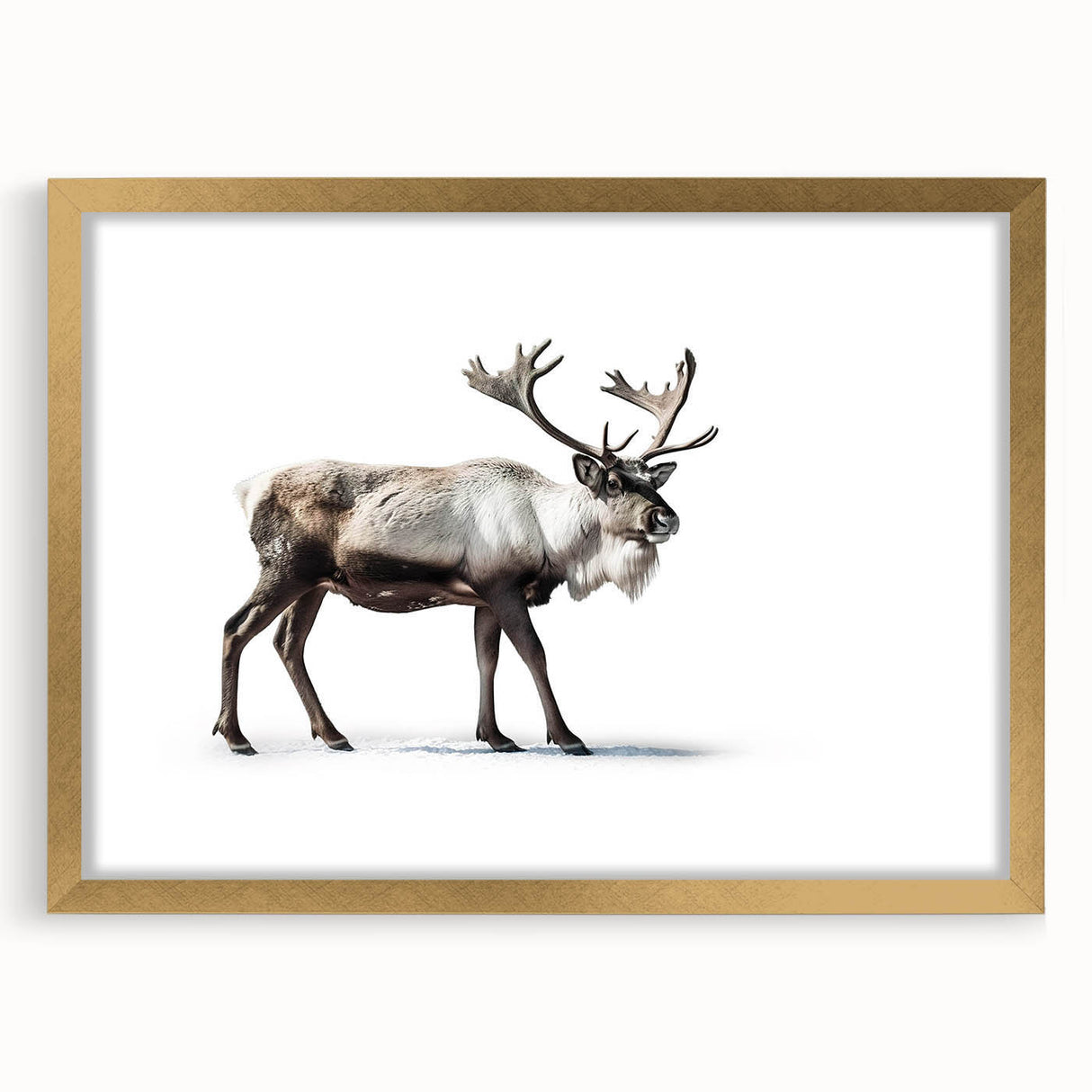 Moose and elk wall art collection framed in gold with a mat, showcasing wildlife design for nature enthusiasts. Perfect decor for rustic or modern interiors.