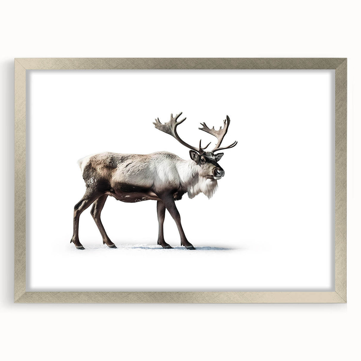 Moose and elk wall art piece framed in silver, showcasing a nature-inspired design with intricate details, perfect for wildlife enthusiasts and home decor.