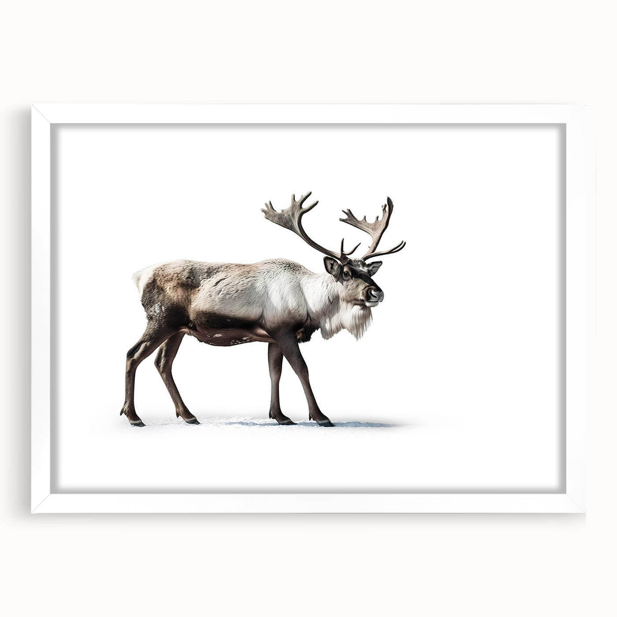 Moose and elk wall art collection framed with a white mat, showcasing intricate wildlife designs, perfect for nature-themed home decor.