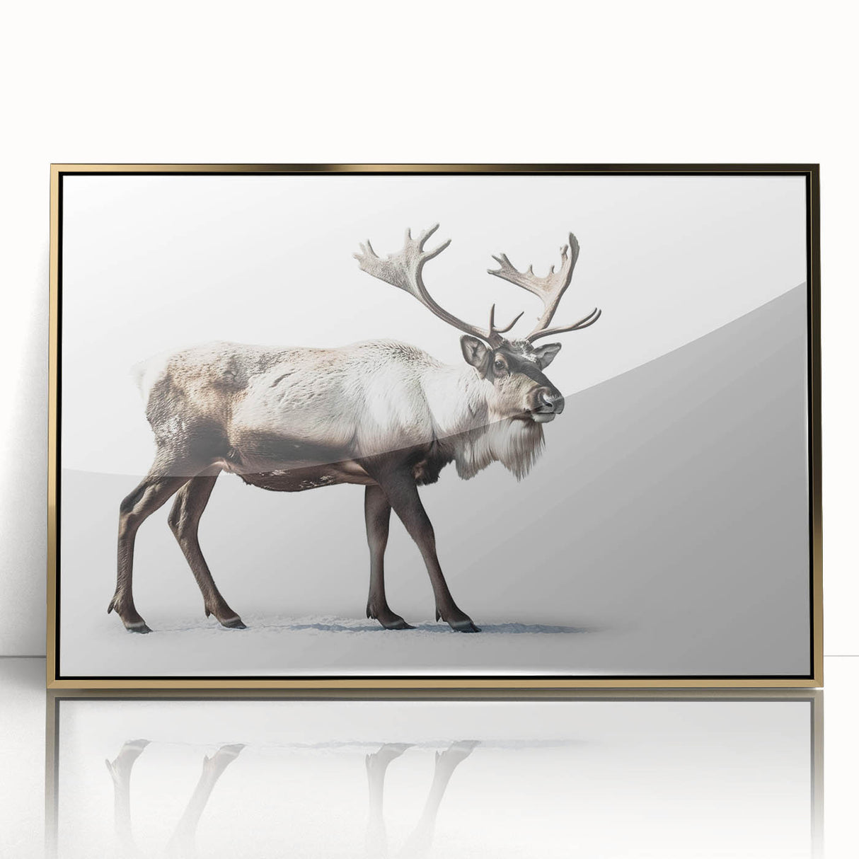 Framed wall art collection showcasing a moose and elk design, featuring intricate details and vibrant colors, set in an elegant gold frame for a sophisticated look. This piece adds a touch of wildlife elegance to any home decor.