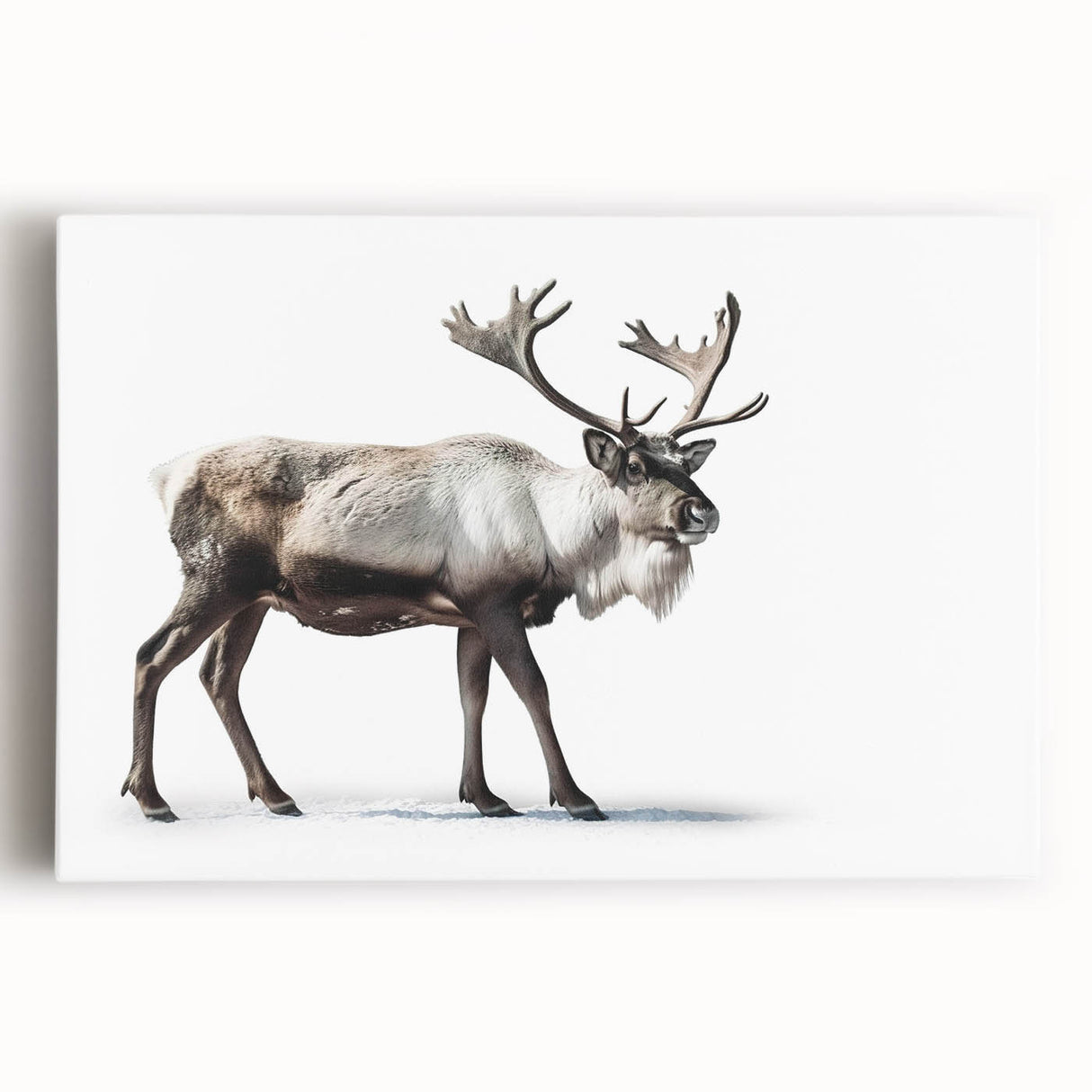 Stretched canvas wall art featuring a striking moose and elk design, showcasing detailed wildlife illustrations in vibrant colors against a natural backdrop, perfect for nature enthusiasts.