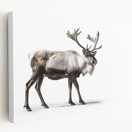 Side view of a moose and elk design on stretched canvas wall art, showcasing intricate details in earthy tones, perfect for wildlife enthusiasts' decor.