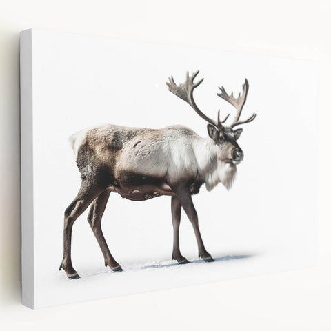 Side view of a moose and elk design on stretched canvas wall art, showcasing intricate details in earthy tones, perfect for wildlife enthusiasts' decor.
