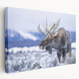 Side view of a stretched canvas wall art featuring a moose and elk design, showcasing vibrant colors and intricate details, perfect for wildlife enthusiasts.