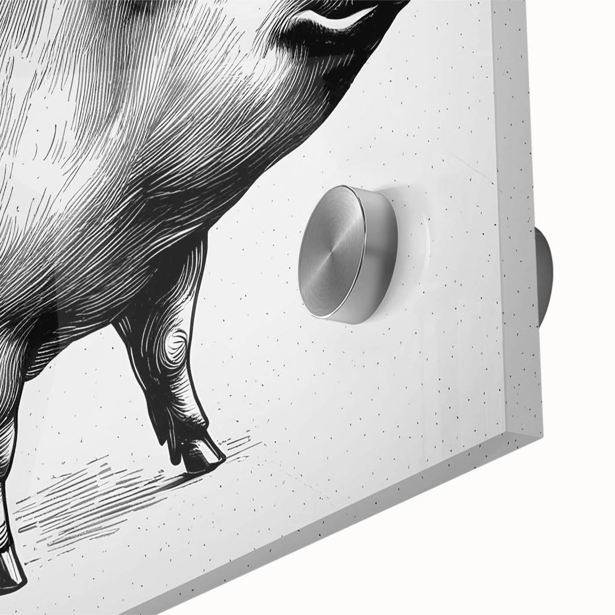 Close-up of vibrant acrylic wall art featuring a whimsical pig design, showcasing colorful details and textures, ideal for animal-themed decor or gifts.